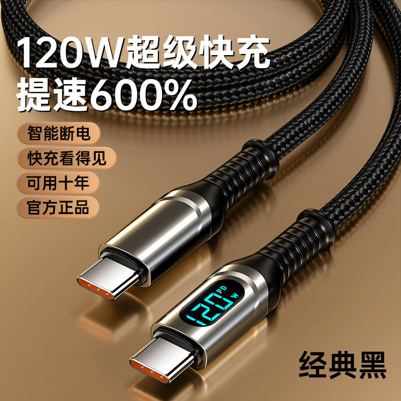 PD120W Süper Hızlı Type-C Şarj & Veri Kablosu — iPhone 12/13/15, Huawei, Honor, Xiaomi Uyumlu
