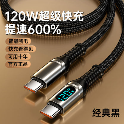 PD120W Süper Hızlı Type-C Şarj & Veri Kablosu — iPhone 12/13/15, Huawei, Honor, Xiaomi Uyumlu