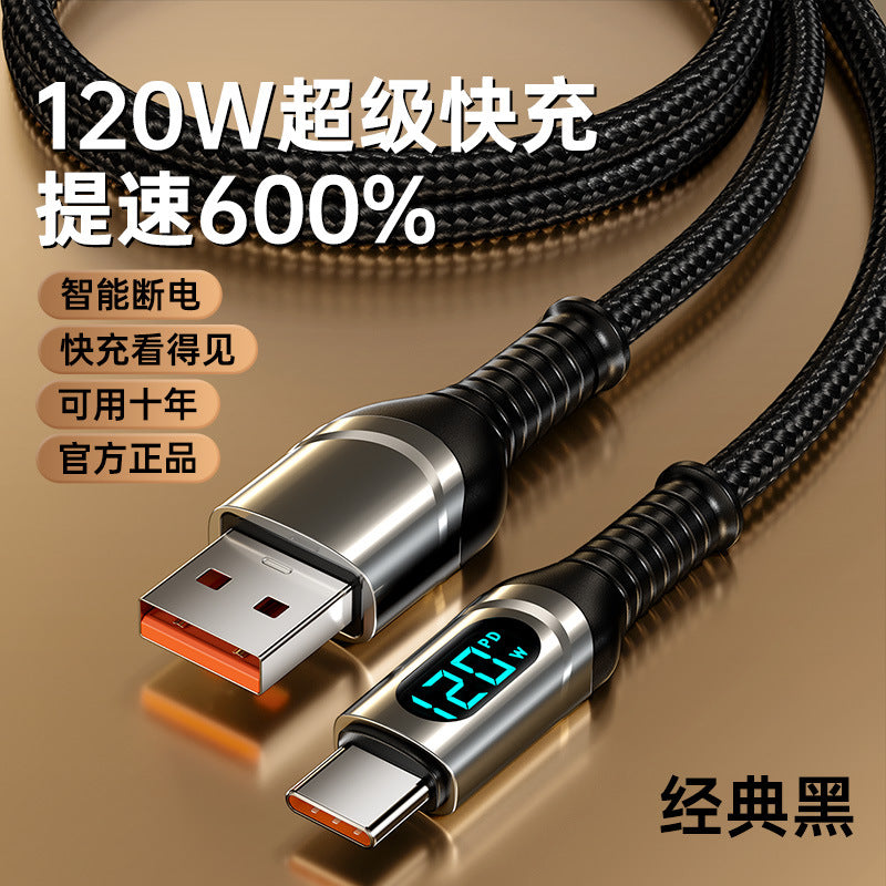 PD120W Süper Hızlı Type-C Şarj & Veri Kablosu — iPhone 12/13/15, Huawei, Honor, Xiaomi Uyumlu